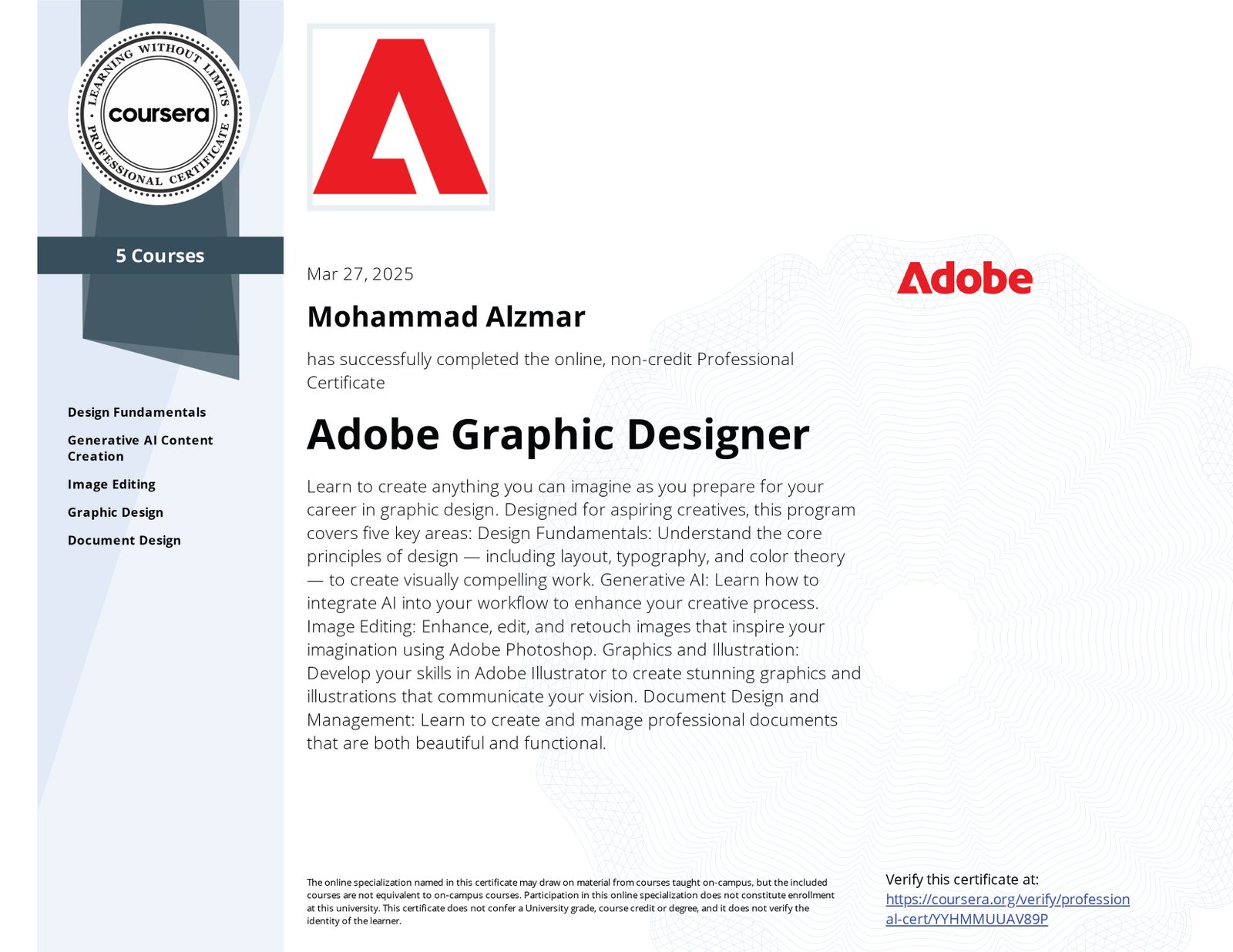 Adobe Graphic Design Certificate